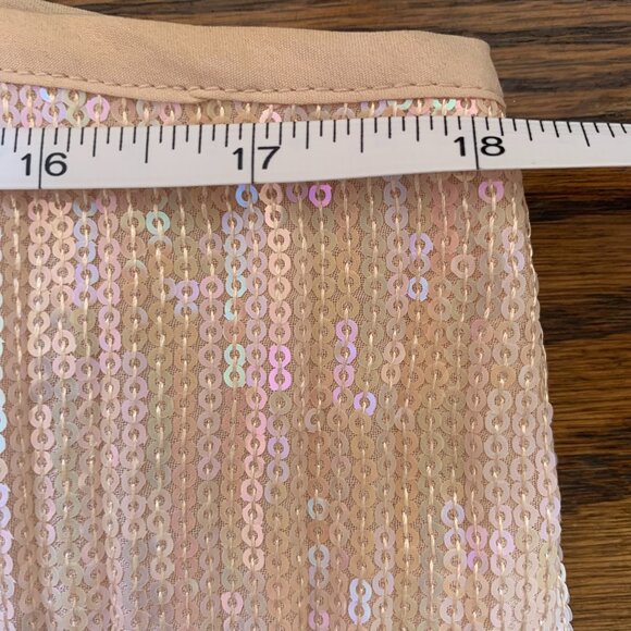 NWT Anthropologie Sz 4 Cami Top Amelie Pale Pink Rose Sequin Ruffle Iridescent - Picture 7 of 7